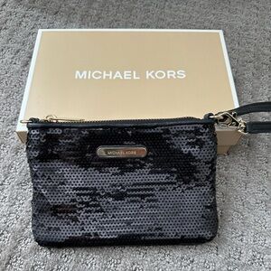 Michael Kors Black Sequin Wristlet